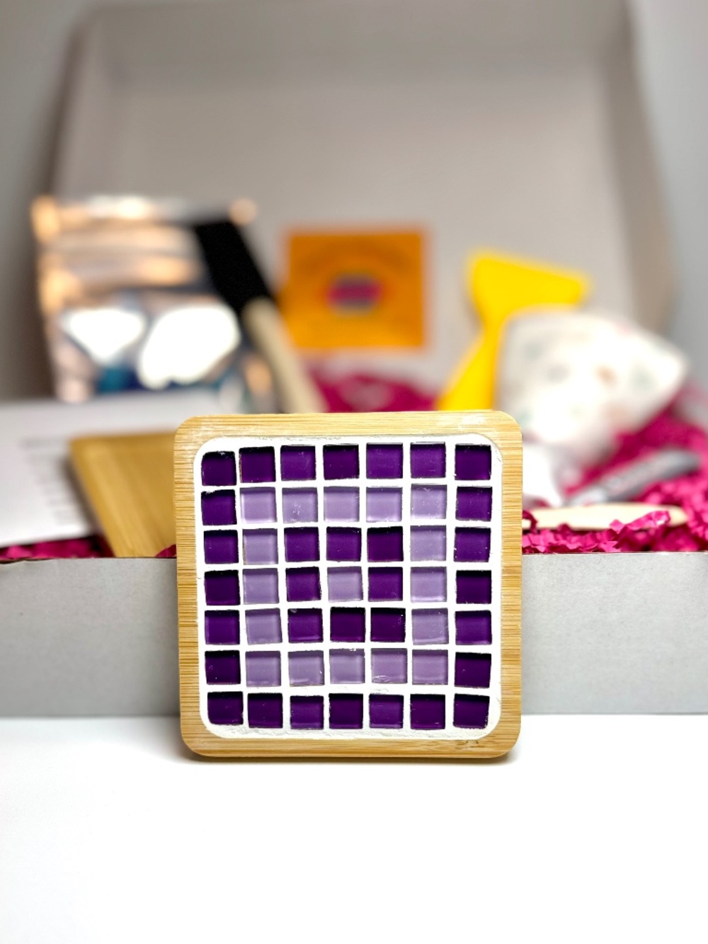 DIY Mosaic Tile Coaster Making Kit- Purple